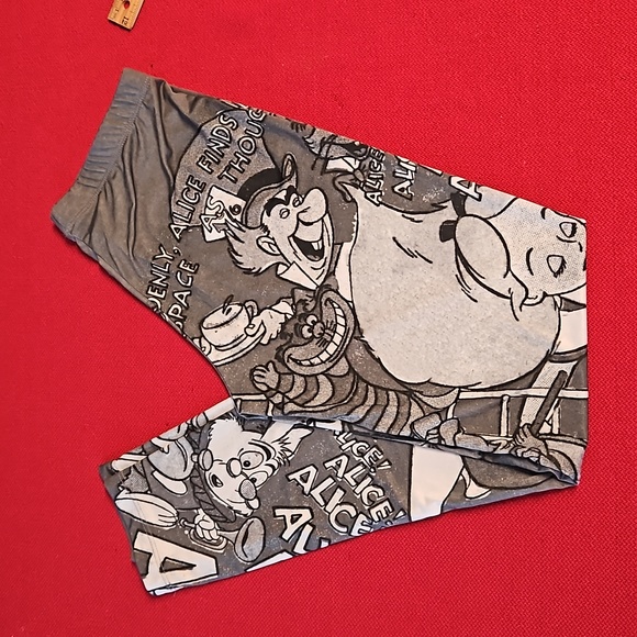 DISNEY Alice in Wonderland leggings Lrg READ BELOW SEE MEASUREMENTS women or kid - Picture 6 of 8